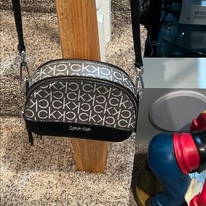 Calvin Klein Black and White Crossbody Bag